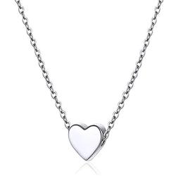 Bix Tiny Heart Choker Silver Necklace Fashion Jewelry Sterling Silver Plated Necklace Pendant Necklace Jewelry for Women and Girls (Silver)