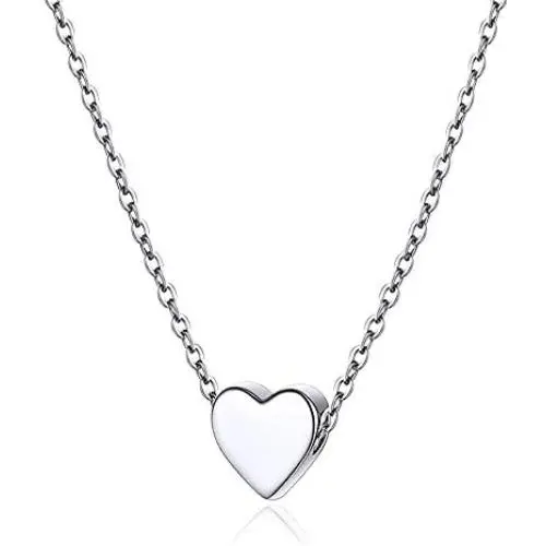 Bix Tiny Heart Choker Silver Necklace Fashion Jewelry Sterling Silver Plated Necklace Pendant Necklace Jewelry for Women and Girls (Silver) Bix Tiny Heart Choker Silver Necklace Fashion Jewelry Sterling Silver Plated Necklace Pendant Necklace Jewelry for Women and Girls (Silver)