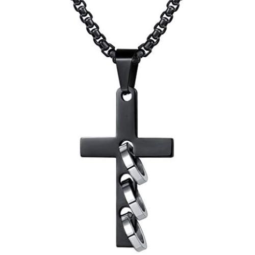 FaithHeart Cross Necklace, Stainless Steel/Gold Plated Christian Jewelry Church Baptism Gift Cross Pendant Necklaces for Men Women, Customize Available (Send Gift Box)