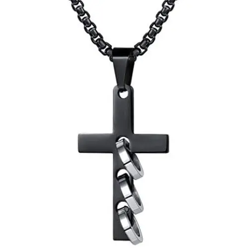 FaithHeart Cross Necklace, Stainless Steel/Gold Plated Christian Jewelry Church Baptism Gift Cross Pendant Necklaces for Men Women, Customize Available (Send Gift Box)