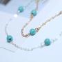 TseanYi Turquoise Gemstone Necklace Chain Silver Boho Beaded Necklace Choker Vintage Charm Collarbone Chain Necklaces Jewelry for Women and Girls (Silver)