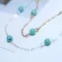 TseanYi Turquoise Gemstone Necklace Chain Silver Boho Beaded Necklace Choker Vintage Charm Collarbone Chain Necklaces Jewelry for Women and Girls (Silver)
