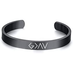 VNOX God is Greater Than Highs and Lows Stainless Steel Inspirational Cuff Bangle Bracelet,59MM/64MM