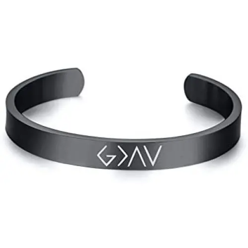 VNOX God is Greater Than Highs and Lows Stainless Steel Inspirational Cuff Bangle Bracelet,59MM/64MM VNOX God is Greater Than Highs and Lows Stainless Steel Inspirational Cuff Bangle Bracelet,59MM/64MM
