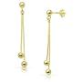 SolidSilver - Sterling Silver Double Long Chain Ball Drop Dangle Stud Earrings | Sterling Silver or Yellow Gold Dipped