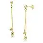 SolidSilver - Sterling Silver Double Long Chain Ball Drop Dangle Stud Earrings | Sterling Silver or Yellow Gold Dipped SolidSilver - Sterling Silver Double Long Chain Ball Drop Dangle Stud Earrings | Sterling Silver or Yellow Gold Dipped