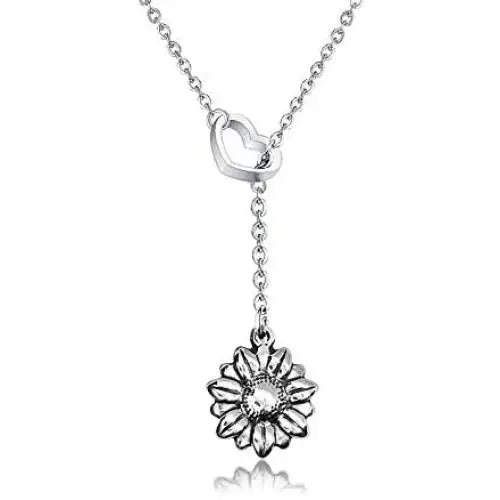 YOUCANDOIT2 Sunflower Garden Flowers Y Necklace Gardener Jewelry Stainless Steel Heart Shaped Initial Letters A-Z YOUCANDOIT2 Sunflower Garden Flowers Y Necklace Gardener Jewelry Stainless Steel Heart Shaped Initial Letters A-Z