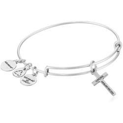 Alex and Ani Divine Guides Expandable Bangle Bracelet for Women, Cross Charm, 2 to 3.5 in