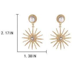 Temperament Zircon Sun Moon Stars Asymmetric Drop Dangle Earrings for Women Jewelry Fashion Metal Sunflower Inlaid Pearl Stud Earrings