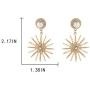 Temperament Zircon Sun Moon Stars Asymmetric Drop Dangle Earrings for Women Jewelry Fashion Metal Sunflower Inlaid Pearl Stud Earrings