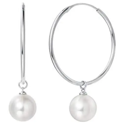 FANCIME White/Yellow Gold Plated 925 Sterling Silver Dangle Drop Pearl Endless Hoop Earrings Dainty Fine Jewelry For Women Girls FANCIME White/Yellow Gold Plated 925 Sterling Silver Dangle Drop Pearl Endless Hoop Earrings Dainty Fine Jewelry For Women Girls