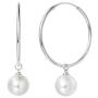 FANCIME White/Yellow Gold Plated 925 Sterling Silver Dangle Drop Pearl Endless Hoop Earrings Dainty Fine Jewelry For Women Girls