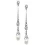 Mariell Slender Cubic Zirconia Vintage Dangle Earrings with Freshwater Pearl Drops for Brides or Weddings Mariell Slender Cubic Zirconia Vintage Dangle Earrings with Freshwater Pearl Drops for Brides or Weddings
