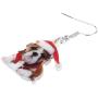 DOWAY Acrylic Christmas Hat Suits French Bulldog Earrings Pet Dog Dangle Drop Jewelry for Women Girls Charm Gift