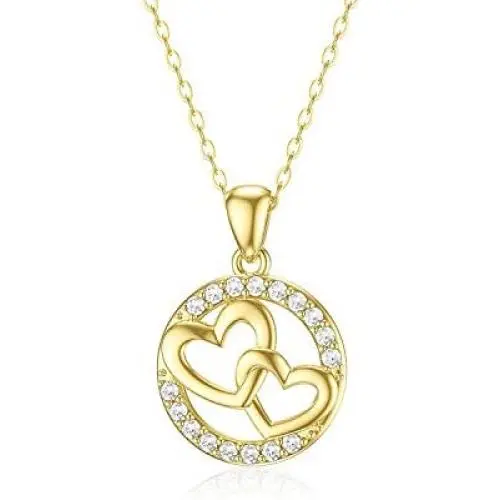 Yafeeso Solid 14K Gold Double Heart Necklace for Women Girls Love Heart Pendant Necklace for Anniversary Mothers Day Couple Jewelry Gifts for Her, 16+2 Inch Yafeeso Solid 14K Gold Double Heart Necklace for Women Girls Love Heart Pendant Necklace for Anniversary Mothers Day Couple Jewelry Gifts for Her, 16+2 Inch