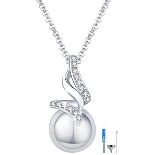 FREECO Meticulous Morkmanship Memorial Urn NecklaceTeardrop Keepsake Ashes Necklace Sterling Silver Cremation Memorial Jewelry