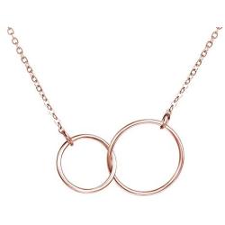 SANNYRA Daughter-in-Law Gift Necklace Mother Daughter Jewelry Gift for Her 14K Rose Gold Filled 2 Interlocking Circles