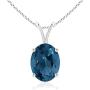 December Birthstone - Oval London Blue Topaz V-Bale Pendant Necklace in Sterling Silver (7x5mm London Blue Topaz)