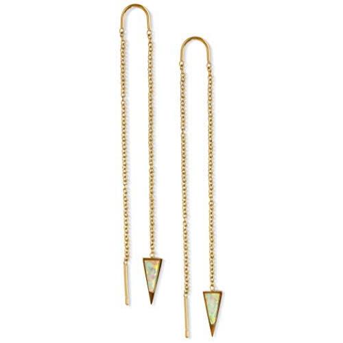 Dagger Threader Earrings for Women | 14k Gold Dangle Earrings for Women | Dagger Drop Earrings for Women | Long Chain Earrings for Women | Nickel Free Hypoallergenic Thread Earrings, Triangle Earrings
