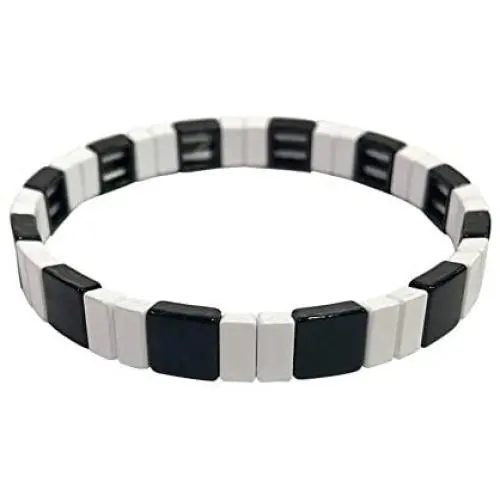 YBMYCM Rainbow Bracelet - Enamel Tile Bracelet Stackable Colorful Beads Stretch Bangle for Women Men Girls YBMYCM Rainbow Bracelet - Enamel Tile Bracelet Stackable Colorful Beads Stretch Bangle for Women Men Girls