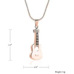 mingkejw Cremation Jewelry Guitar Urn Necklaces for Ashes for Women Men Keepsake Memorial Necklace Ashes Pendant