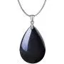 OCARLY 925 Black Obsidian Drop Pendant with Faint Rainbow Eyes Necklace Amulet Gemstone Stainless Steel/Titaniu/925 Chain Necklace