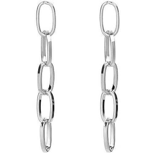 JustMoMoMin Simple Fashion Chain Link Long Drop Earrings for Men Women Boys Girls Jewelry