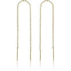 14k Gold Chain Earrings for Women | Gold Threader Earrings for Women | Gold Dangle Earrings for Women | Dangly Earrings | Long Earrings for Women | Gold Drop Earrings for Women | Celebrity Endorsed