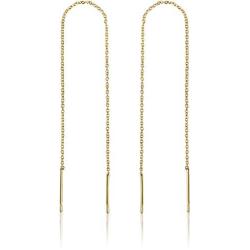 14k Gold Chain Earrings for Women | Gold Threader Earrings for Women | Gold Dangle Earrings for Women | Dangly Earrings | Long Earrings for Women | Gold Drop Earrings for Women | Celebrity Endorsed