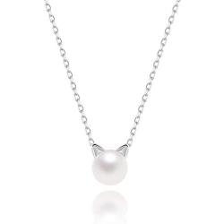 HZJCC Artificial pearls pendant cat necklace for women white gold plated chain Adjustable necklace Jewelry gift