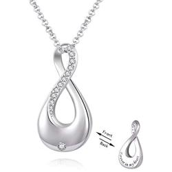 oGoodsunj 925 Sterling Silver 8 Urn Jewelry Memorial Necklace for Ashes Infinite Cremation Pendant - Forever in My Heart