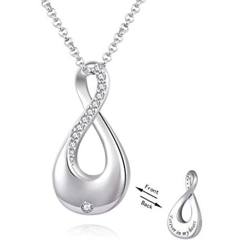oGoodsunj 925 Sterling Silver 8 Urn Jewelry Memorial Necklace for Ashes Infinite Cremation Pendant - Forever in My Heart