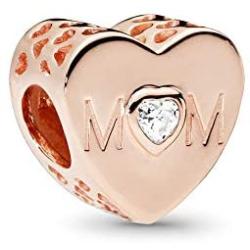 MiniJewelry Mom Heart Charms for Pandora Bracelets Moms Love Heart Sterling Silver Charm for Bracelets