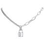 FindChic Handcuff Necklace Padlock Pendant Customized Handcuff Bracelet Partners in Crime Stainless Steel 18K Gold Plated Curb Chain Interlocking 18inch Friendship Statement Necklace for Girls & Women