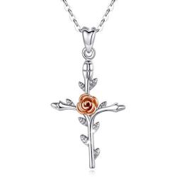 INFUSEU Sterling Silver Cross Pendant Necklaces for Women Faith Hope Love Gifts, 18 Inch Chain