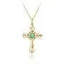 Carleen 14K Solid Real Yellow Gold Vivid Green Emerald May Birthstone Oval/Cross/Halo/Princess Cut Pendant Necklace Delicate Dainty Fine Jewelry for Women Girls, 16/18 INCH Carleen 14K Solid Real Yellow Gold Vivid Green Emerald May Birthstone Oval/Cross/Halo/Princess Cut Pendant Necklace Delicate Dainty Fine Jewelry for Women Girls, 16/18 INCH