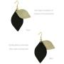 missaqua Leather Earrings Layered Metallic Genuine Leather Leaf Dangle Drop Earrings for Women