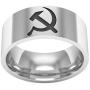 Sping Jewelry USSR Ring Hammer and Sickle for Men 8mm Soviet Communist Central Logo Titanium Steel Band Size 6-13