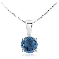 Classic Round London Blue Topaz Solitaire Pendant Necklace in Silver (5mm London Blue Topaz)