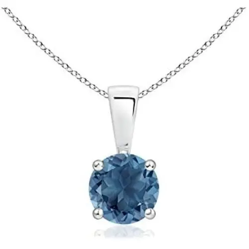 Classic Round London Blue Topaz Solitaire Pendant Necklace in Silver (5mm London Blue Topaz) Classic Round London Blue Topaz Solitaire Pendant Necklace in Silver (5mm London Blue Topaz)