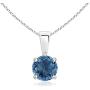 Classic Round London Blue Topaz Solitaire Pendant Necklace in Silver (5mm London Blue Topaz)