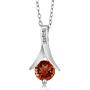 Gem Stone King Red Garnet and White Diamond 925 Sterling Silver Pendant Necklace Earrings Set 3.05 Ct Round Cut with 18 Inch Silver Chain