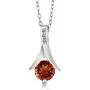Gem Stone King Red Garnet and White Diamond 925 Sterling Silver Pendant Necklace Earrings Set 3.05 Ct Round Cut with 18 Inch Silver Chain Gem Stone King Red Garnet and White Diamond 925 Sterling Silver Pendant Necklace Earrings Set 3.05 Ct Round Cut with 18 Inch Silver Chain
