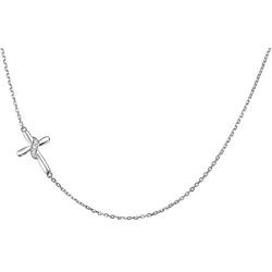 S925 Sterling Silver Jewelry Sideways Cross Choker Necklace