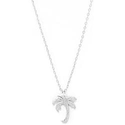 Me Plus Palm Tree Small Charm Necklace Tiny Cute Pendant with Adjustable Clasp