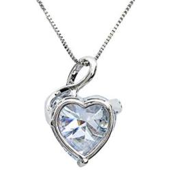 Love Heart Pendant Necklace Zircon Rhodium-plated Copper Jewelry Gifts For Women 18+2