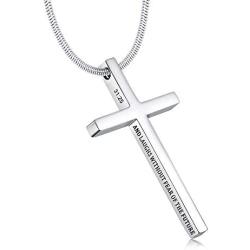 Jewenova Cross Pendant Necklace Engraved Quote Religious Necklace for Men Bible Verse Christian Jewelry