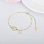 BEBEWO 10K 14K 18K Yellow Gold Cross Bracelet, Honey Bee Bracelet, Flower Bracelet, Gold Bracelet Jewelry for Women, 6.5''+1''+1''