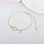 BEBEWO 10K 14K 18K Yellow Gold Cross Bracelet, Honey Bee Bracelet, Flower Bracelet, Gold Bracelet Jewelry for Women, 6.5''+1''+1'' BEBEWO 10K 14K 18K Yellow Gold Cross Bracelet, Honey Bee Bracelet, Flower Bracelet, Gold Bracelet Jewelry for Women, 6.5''+1''+1''