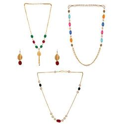 Efulgenz Pearl Necklace Indian 14 K Gold Plated Red Green Faux Ruby Emerald Beads Strand Fashion Costume Jewelry